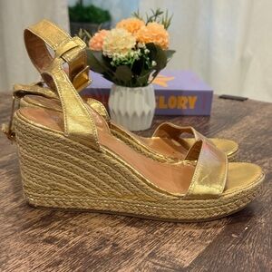 Lilly Pulitzer Gold Espadrille Wedges